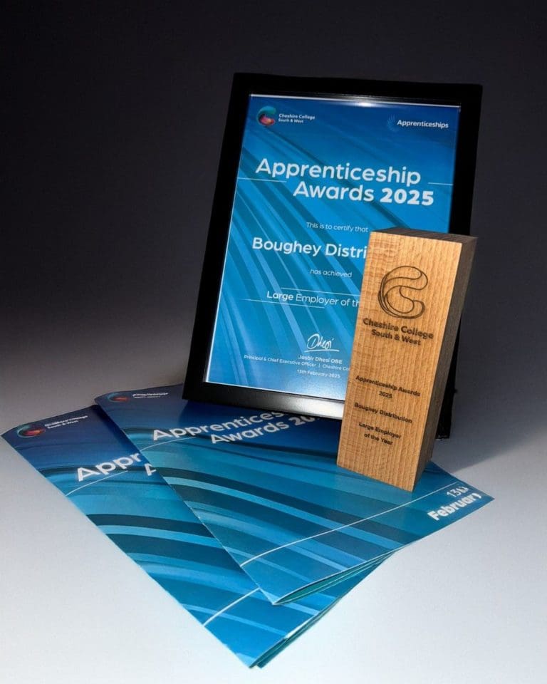 Boughey Distribution Win Cheshire College Apprentice Awards